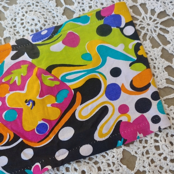 Vintage Retro Colorful Floral Poka Dot Mod Handmade 90s Tube Top - Picture 7 of 10